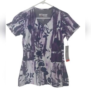 Grey's Anatomy scrub top women's XS Black/purple/white workwear